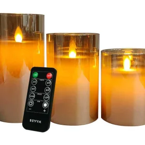 SEVVA® Smoked Glass Elektrische Kaarsen Goud - 3-Pack