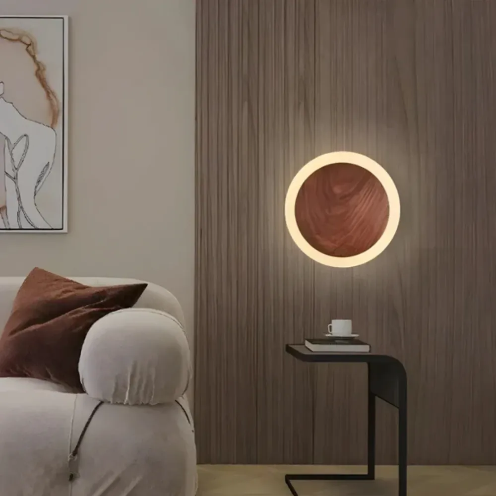 Japandi Wandlamp met Hout en Geïntegreerde LED SMD Living