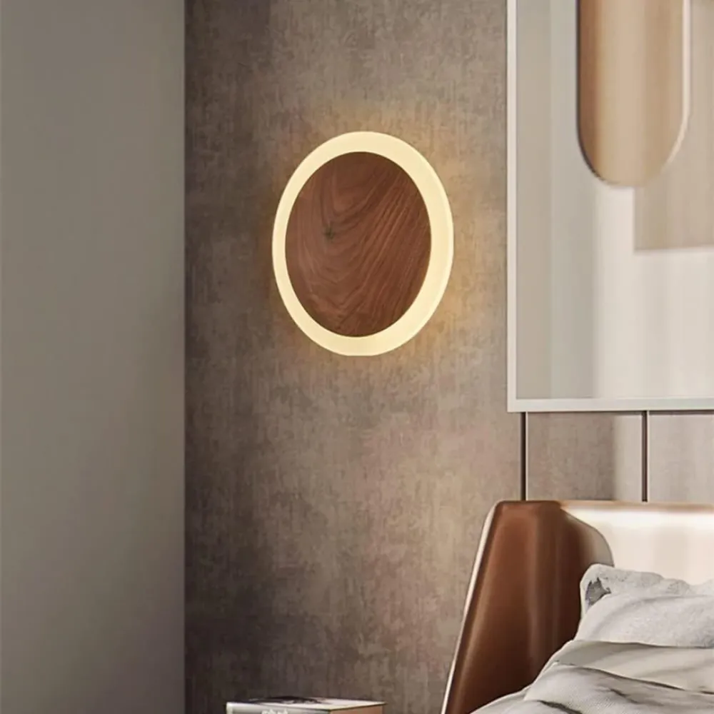 Japandi Wandlamp met Hout en Geïntegreerde LED SMD Living