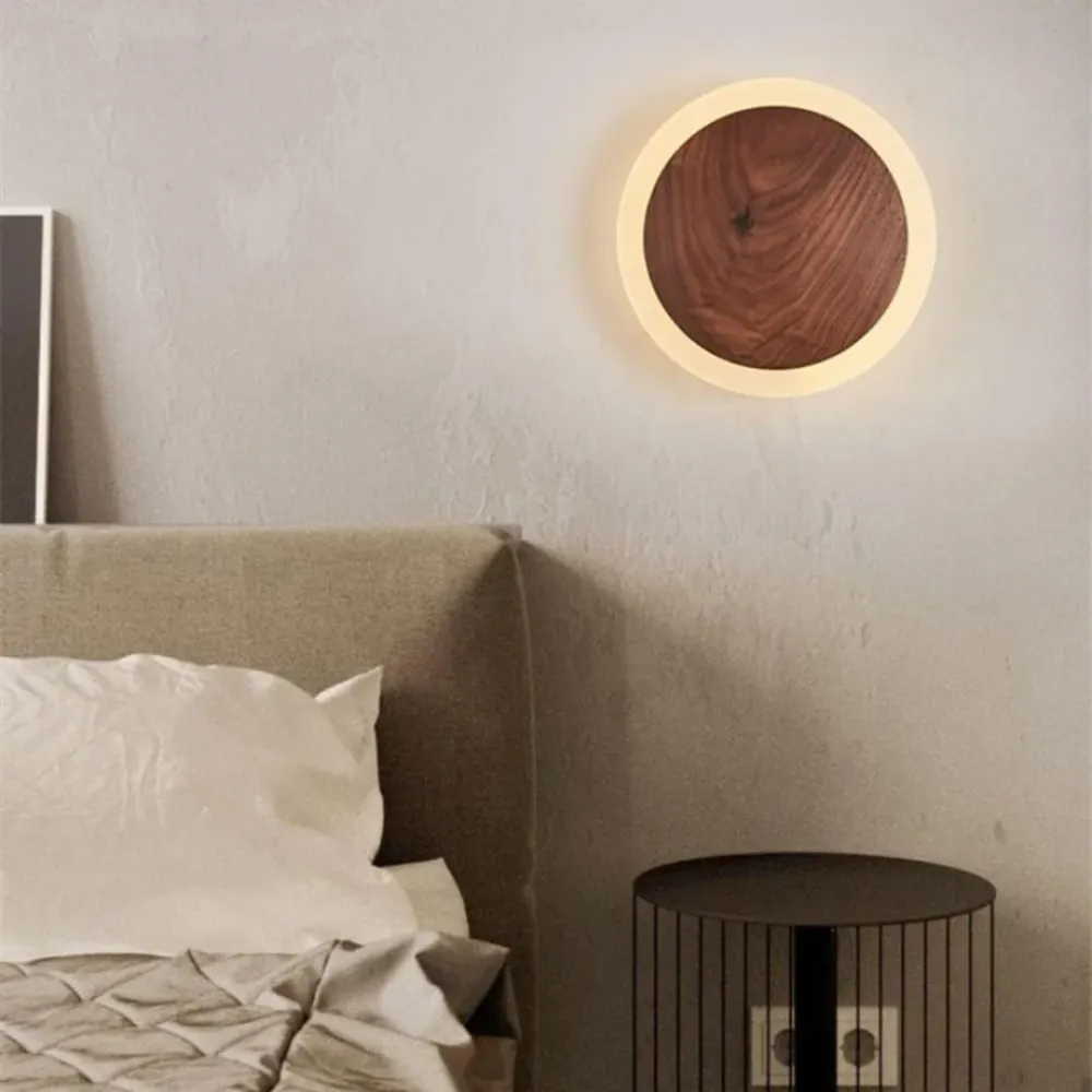 Japandi Wandlamp met Hout en Geïntegreerde LED SMD Living