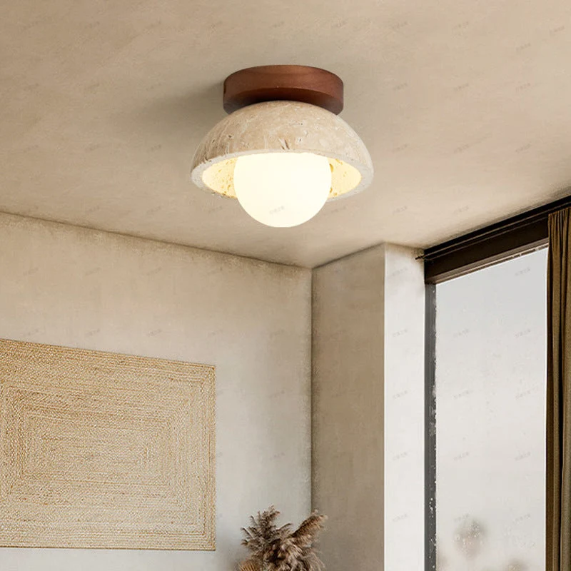Japandi Wandlamp van Travertijn met Organisch Schaalvormig Design SMD Living