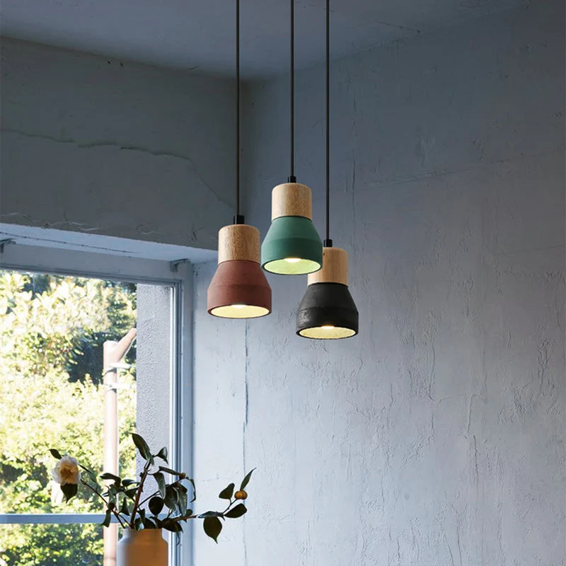 Moderne Hanglamp van Cement & Hout met Industrieel Design SMD Living
