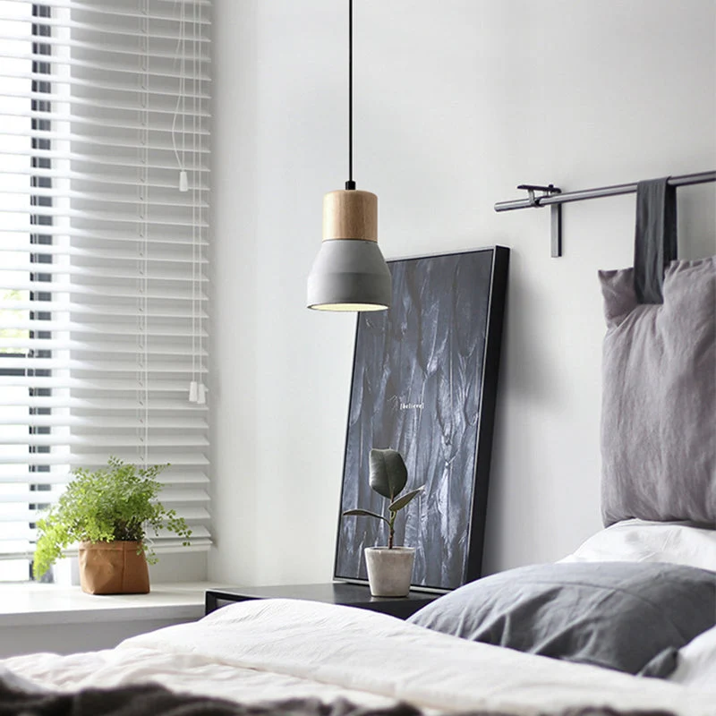 Moderne Hanglamp van Cement & Hout met Industrieel Design SMD Living