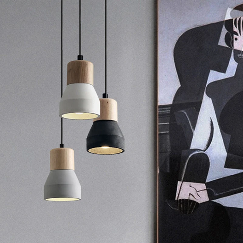 Moderne Hanglamp van Cement & Hout met Industrieel Design SMD Living