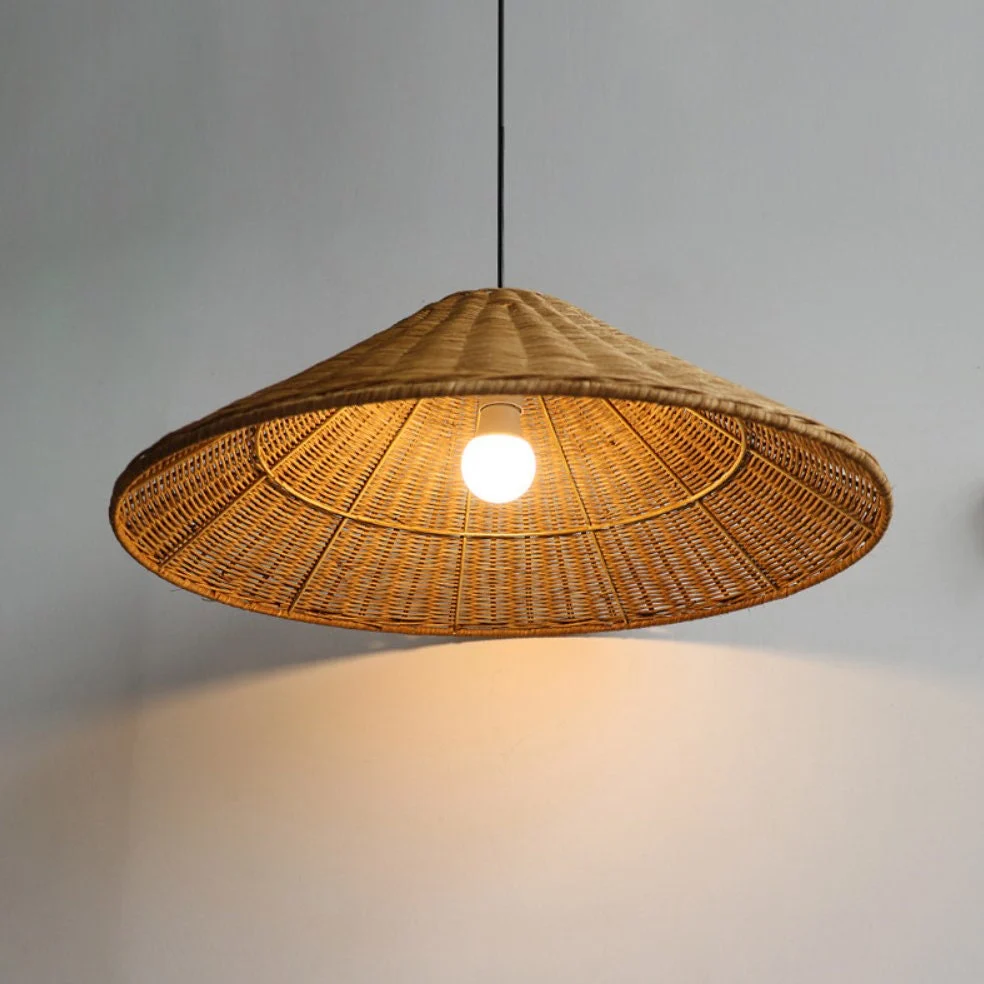 Retro Handgeweven Kegelvormige Rattan Hanglamp SMD Living