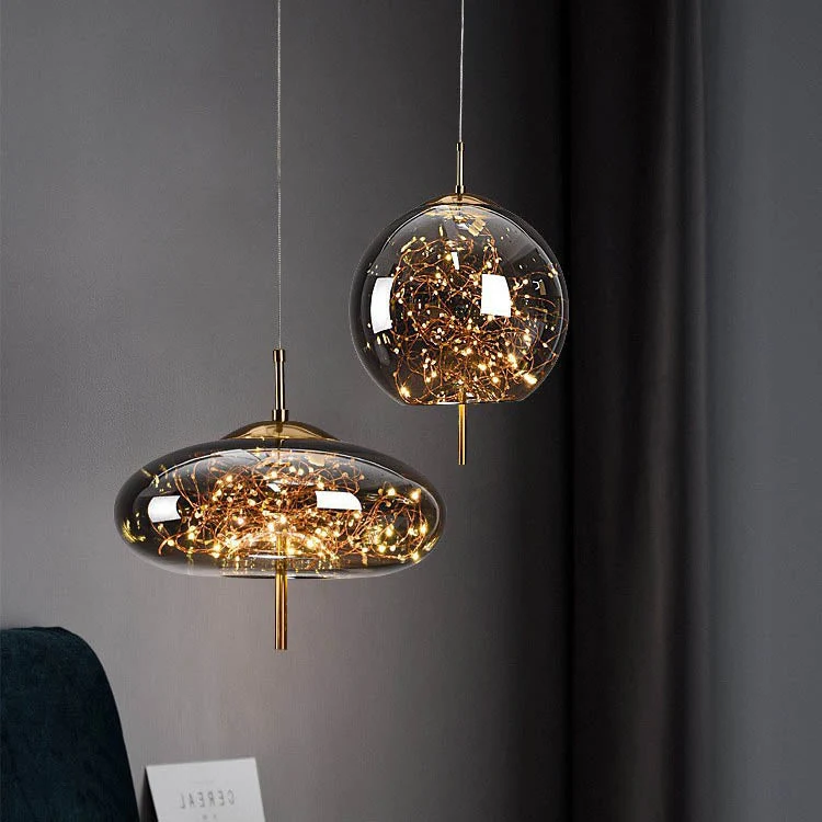 Scandinavische Glazen LED Hanglamp met Warm Design – Amber Antracietgrijs SMD Living