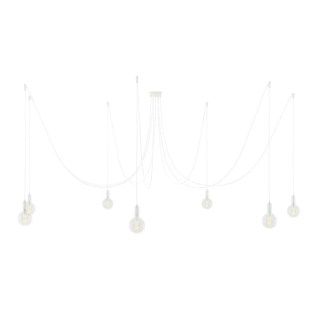Spider - Meervoudige hanglamp met 7 druppels, metalen afwerking - Wit