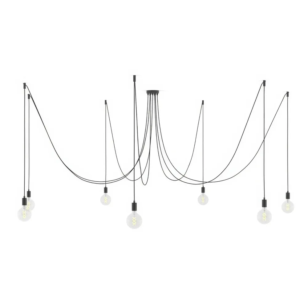 Spider - Meervoudige hanglamp met 7 pendels, metalen afwerking - Zwarte parel