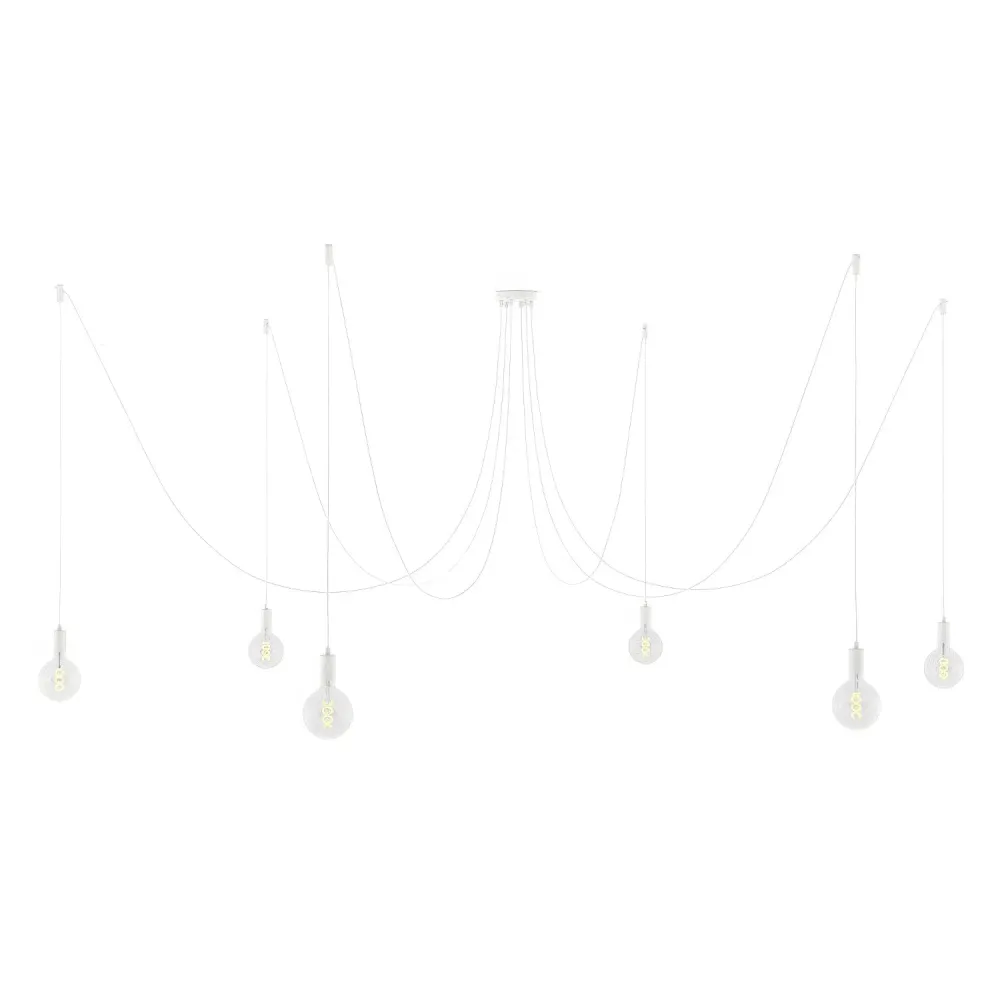 Spider - Meervoudige hanglamp met 6 pendels, metalen afwerking - Wit