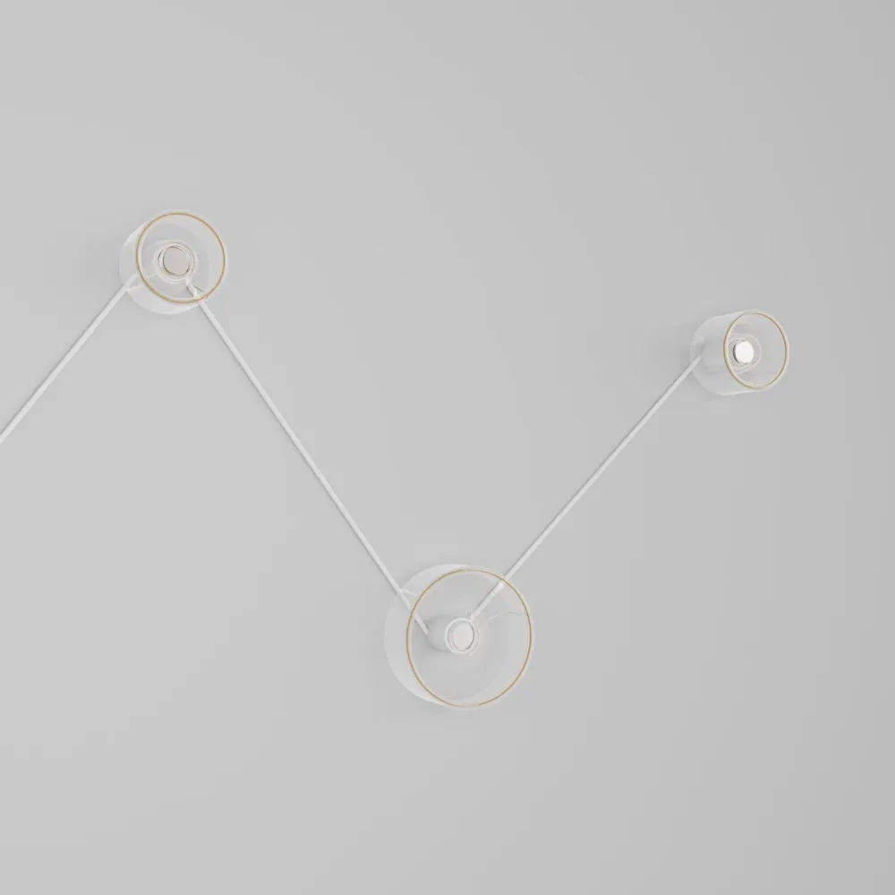 Spostaluce wandlamp met 3 Ghost lampen en witte kabel