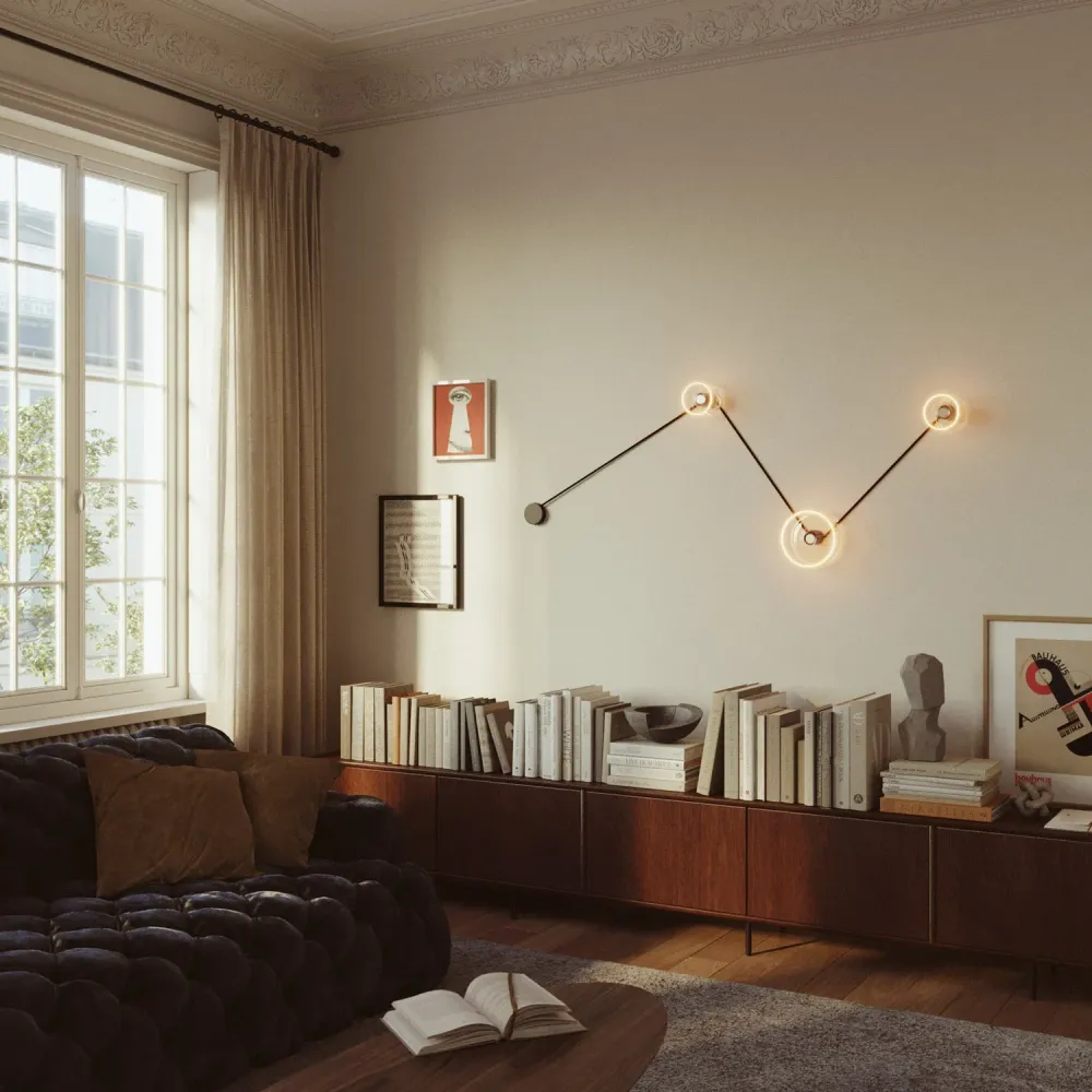 Spostaluce wandlamp met 3 Ghost lampen en zwarte kabel