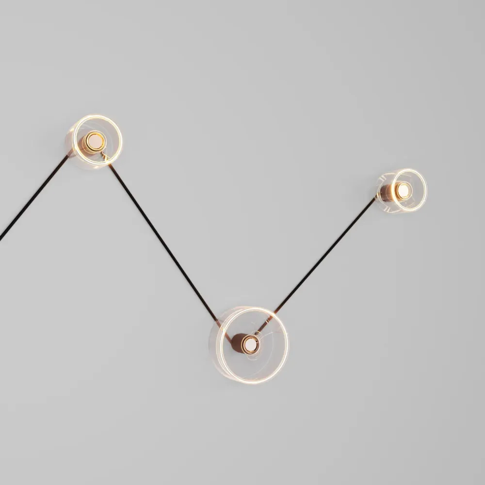 Spostaluce wandlamp met 3 Ghost lampen en zwarte kabel