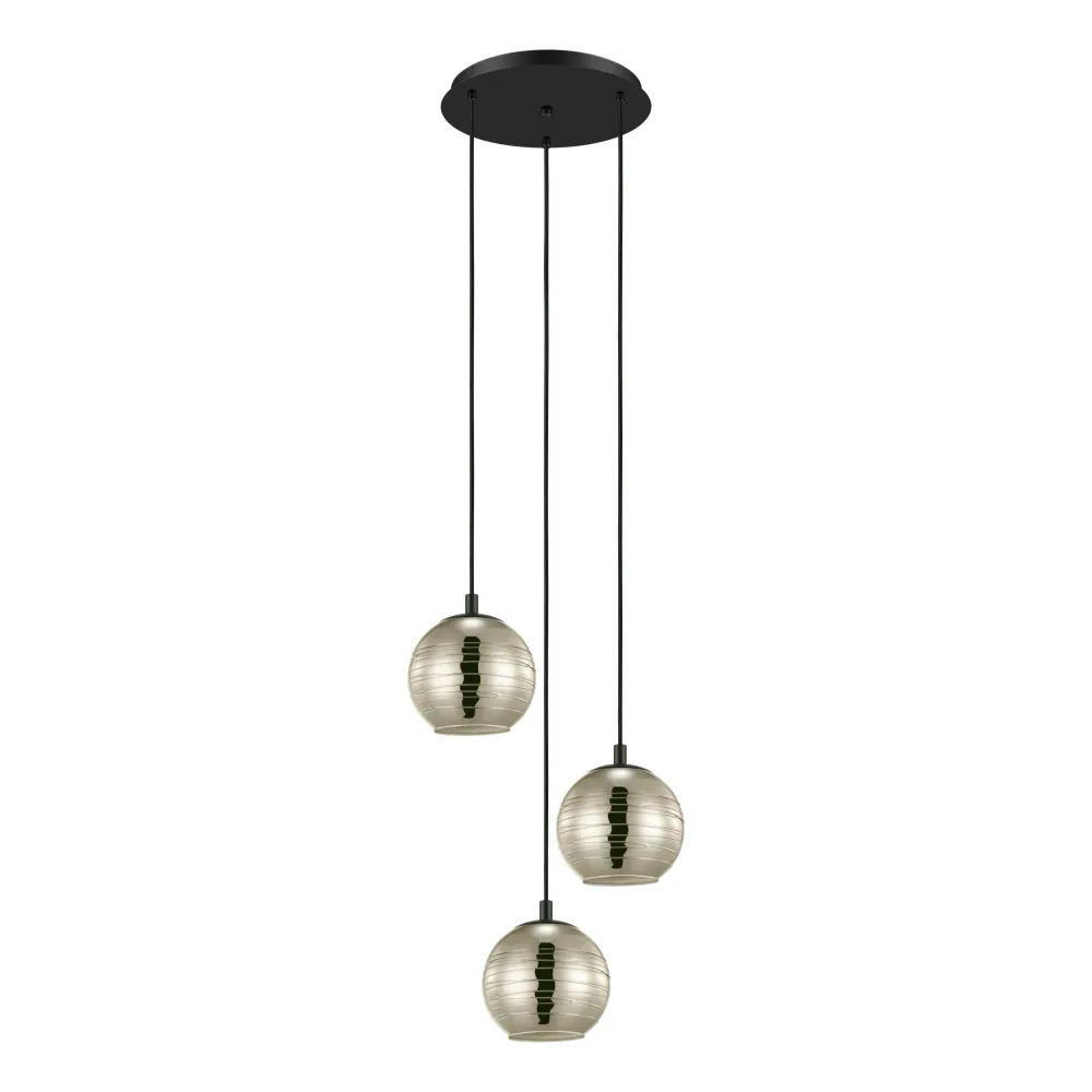 Stars Light hanglamp Lemorieta - e27 - 3-lichts - ø 44 cm - zwart/goud