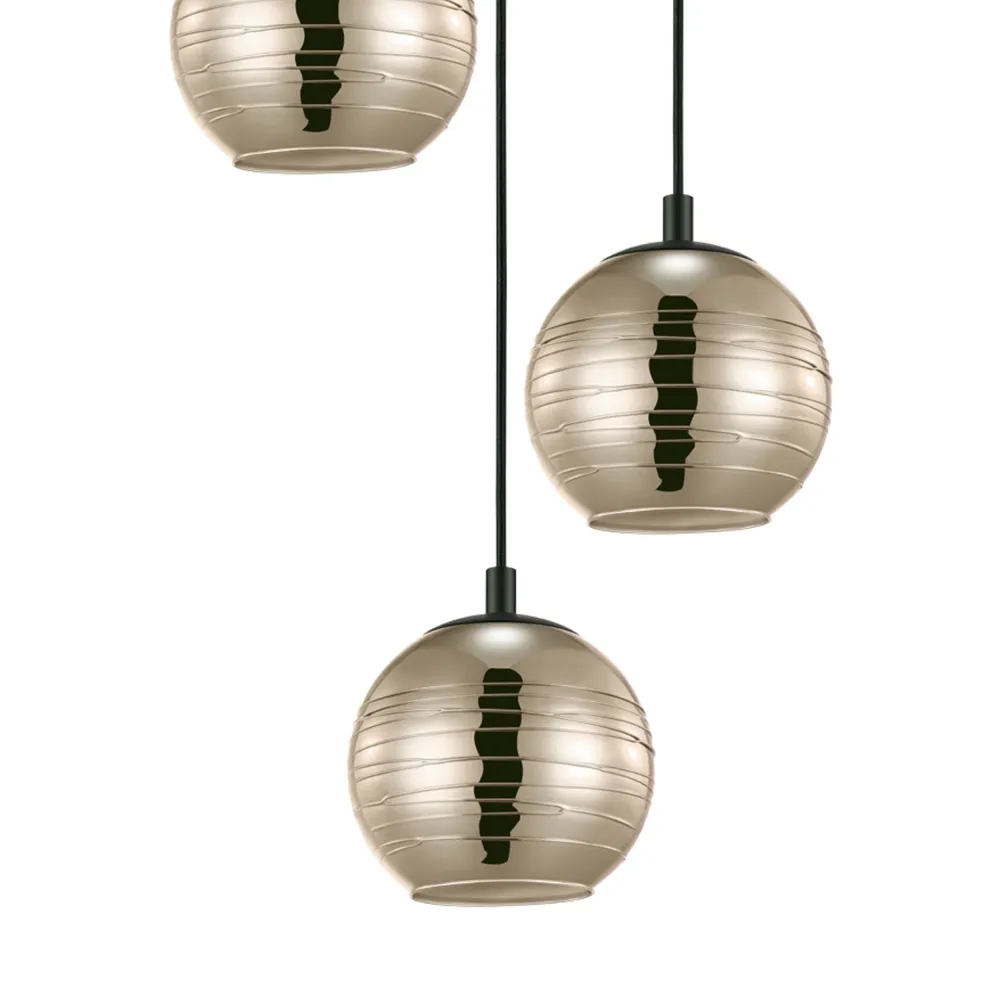 Stars Light hanglamp Lemorieta - e27 - 3-lichts - ø 44 cm - zwart/goud