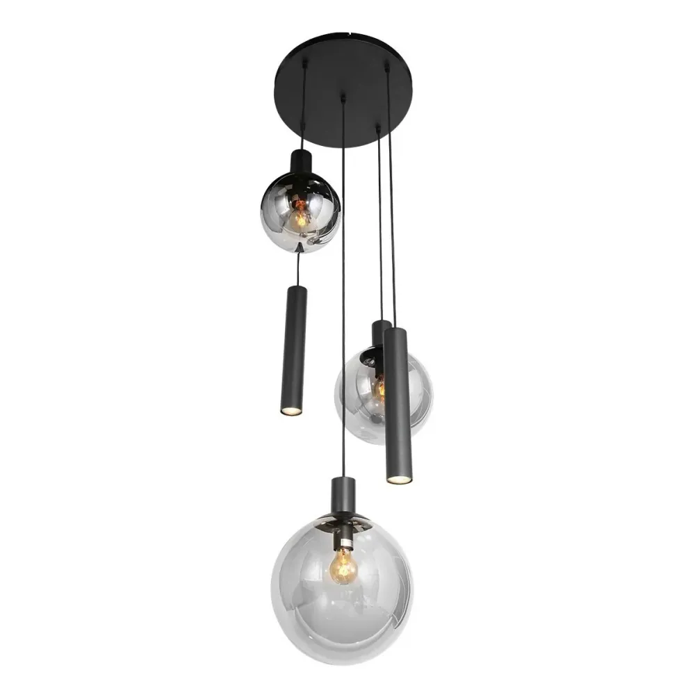 Steinhauer hanglamp bollique - 5 lichts - 60 x 150 cm - zwart