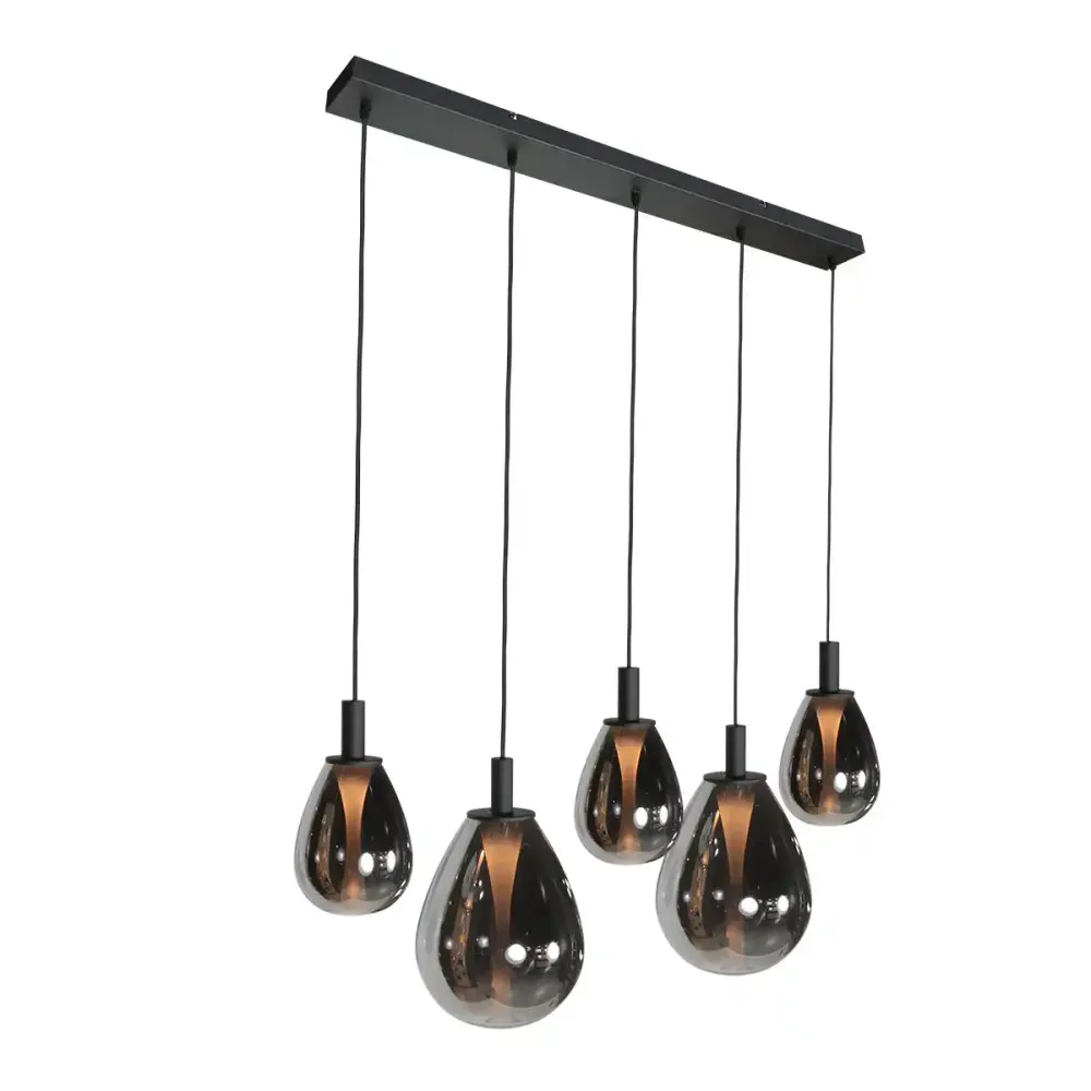 Steinhauer hanglamp Glimsy - 5 lichts - 115 x 170 cm - zwart