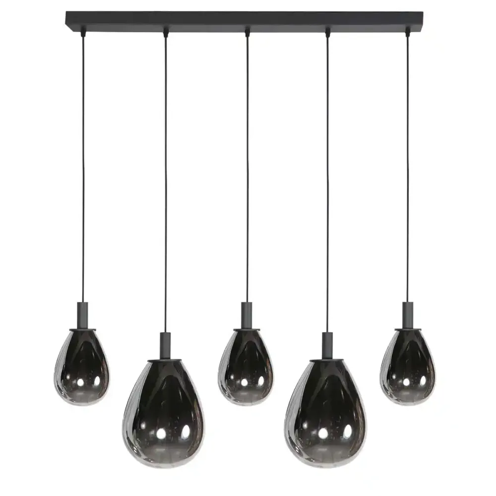 Steinhauer hanglamp Glimsy - 5 lichts - 115 x 170 cm - zwart