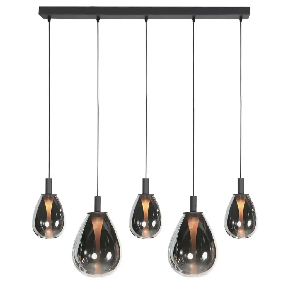 Steinhauer hanglamp Glimsy - 5 lichts - 115 x 170 cm - zwart