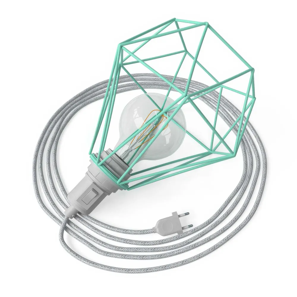 Table Snake - Plug- lamp met Diamond draadlampenkap - Turkoois
