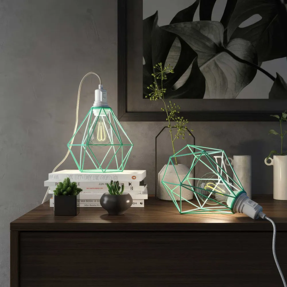 Table Snake - Plug- lamp met Diamond draadlampenkap - Turkoois