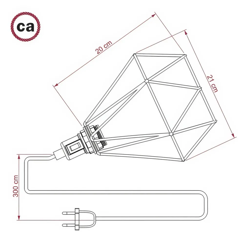 Table Snake - Plug- lamp met Diamond draadlampenkap - Zwart