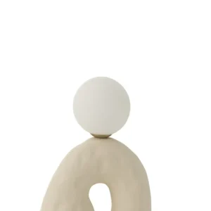 Tafellamp Op Voeten Glasbol Steengoed Beige