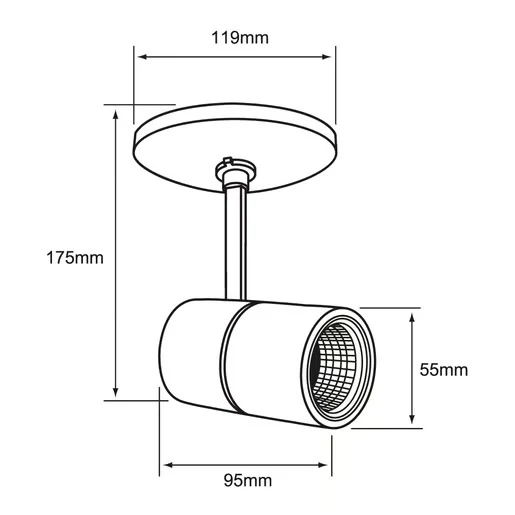 LAMPARA SPOT LED DE SOBREPONER DIRIGIBLE 12 W LUZ BLANCA AJUSTABLE IRC 90 NO ATENUABLE 12YSNLED022MVCCN TECNOLITE