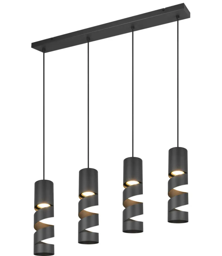 Trio Leuchten hanglamp Stream - 4 lichts - 80 x 150 cm - zwart