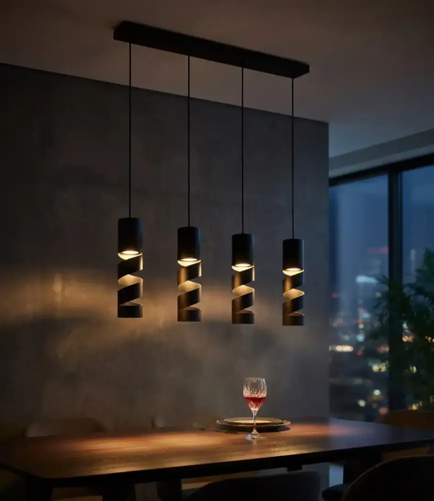 Trio Leuchten hanglamp Stream - 4 lichts - 80 x 150 cm - zwart