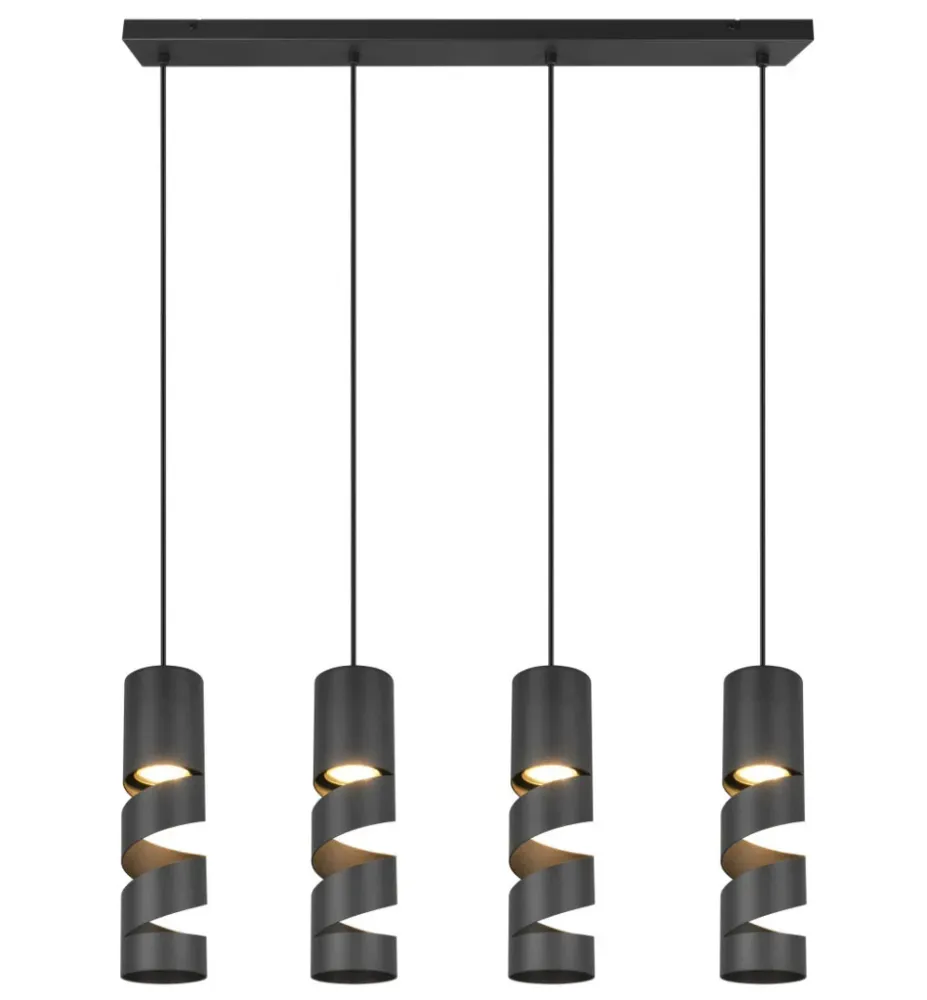 Trio Leuchten hanglamp Stream - 4 lichts - 80 x 150 cm - zwart