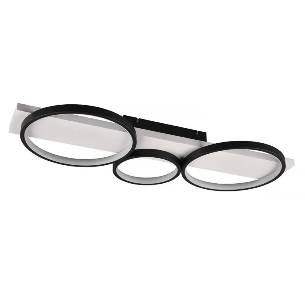 Trio Leuchten plafondlamp Medera - 3 lichts - 80 x 8 cm - zwart wit