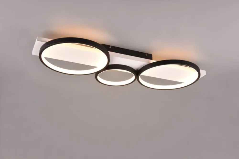Trio Leuchten plafondlamp Medera - 3 lichts - 80 x 8 cm - zwart wit