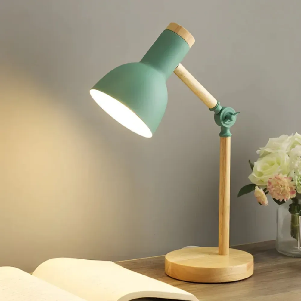 Verstelbare Oplaadbare Tafellamp van Hout – Bureaulamp