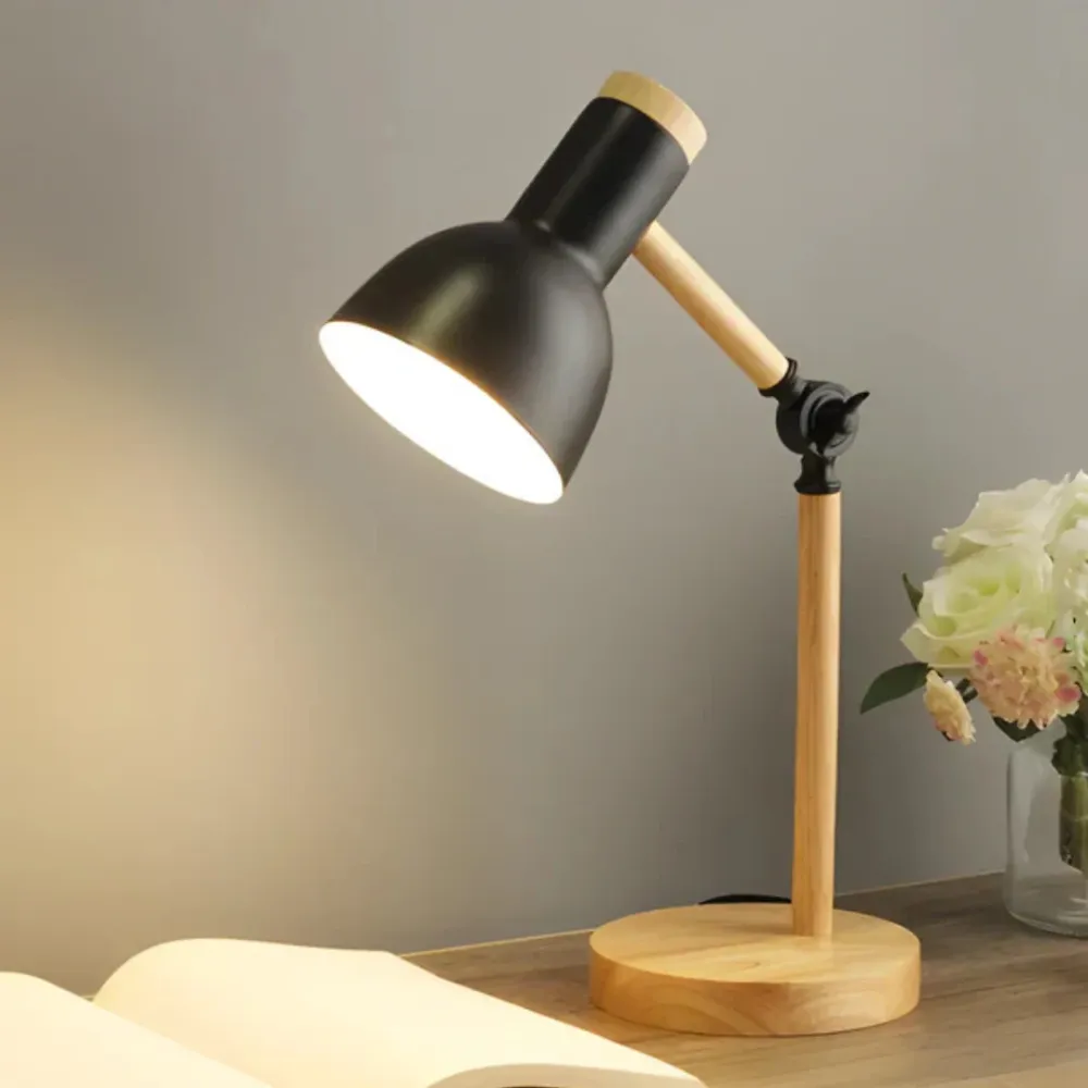 Verstelbare Oplaadbare Tafellamp van Hout – Bureaulamp
