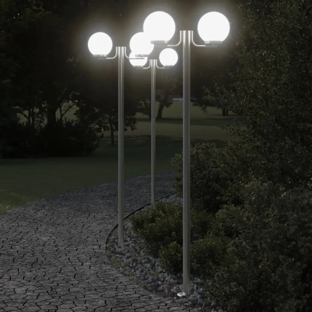 Buitenvloerlampen 3 st 215 cm roestvrij staal zilverkleurig vidaXL