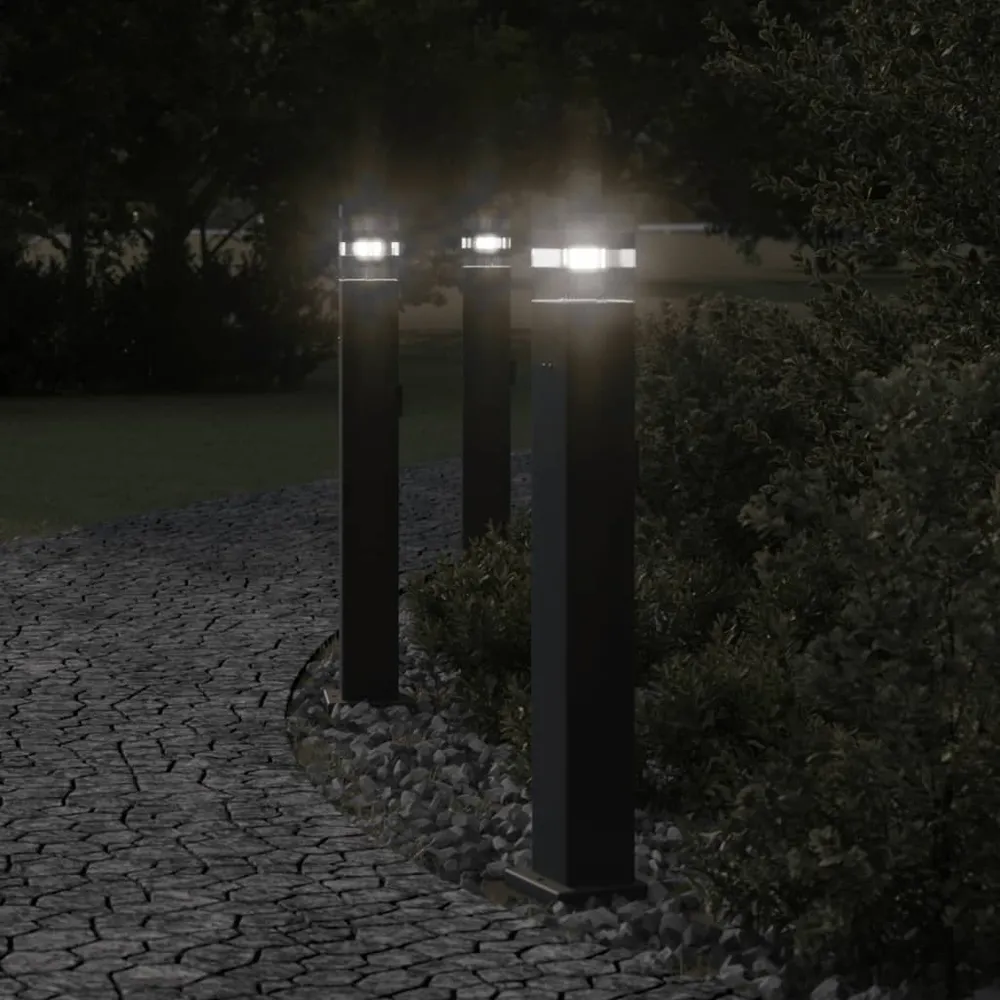 Buitenvloerlampen 3 st met stopcontact 80 cm aluminium zwart vidaXL