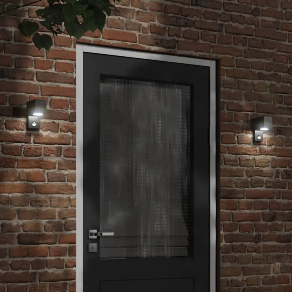 Buitenwandlamp met sensor gegoten aluminium zwart vidaXL