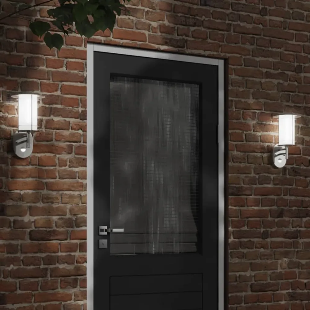 Buitenwandlamp met sensor roestvrij staal zilverkleurig vidaXL