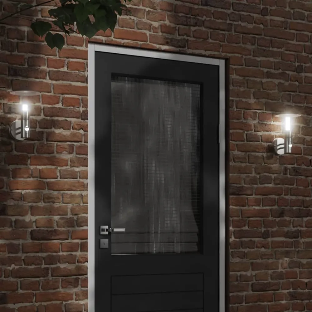 Buitenwandlamp met sensor roestvrij staal zilverkleurig vidaXL