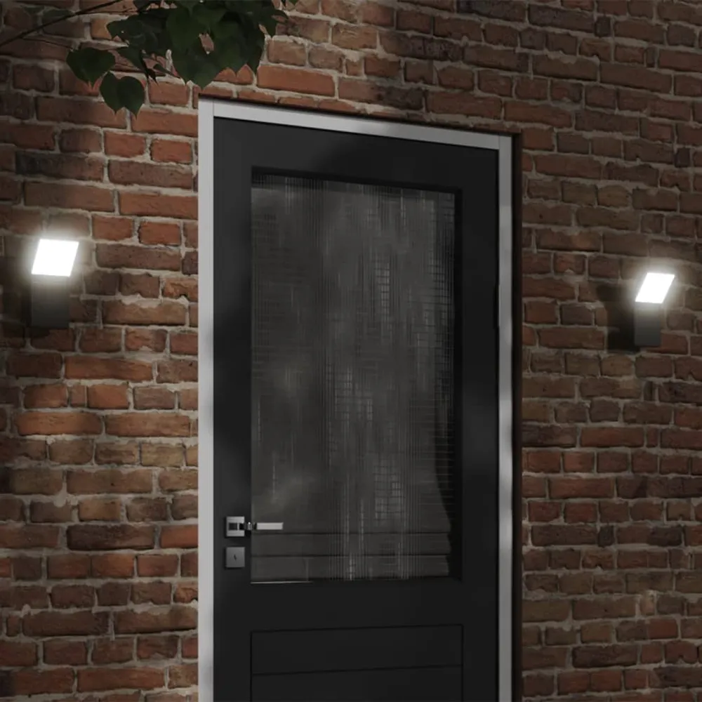 Buitenwandlampen 2 st LED gegoten aluminium zwart vidaXL