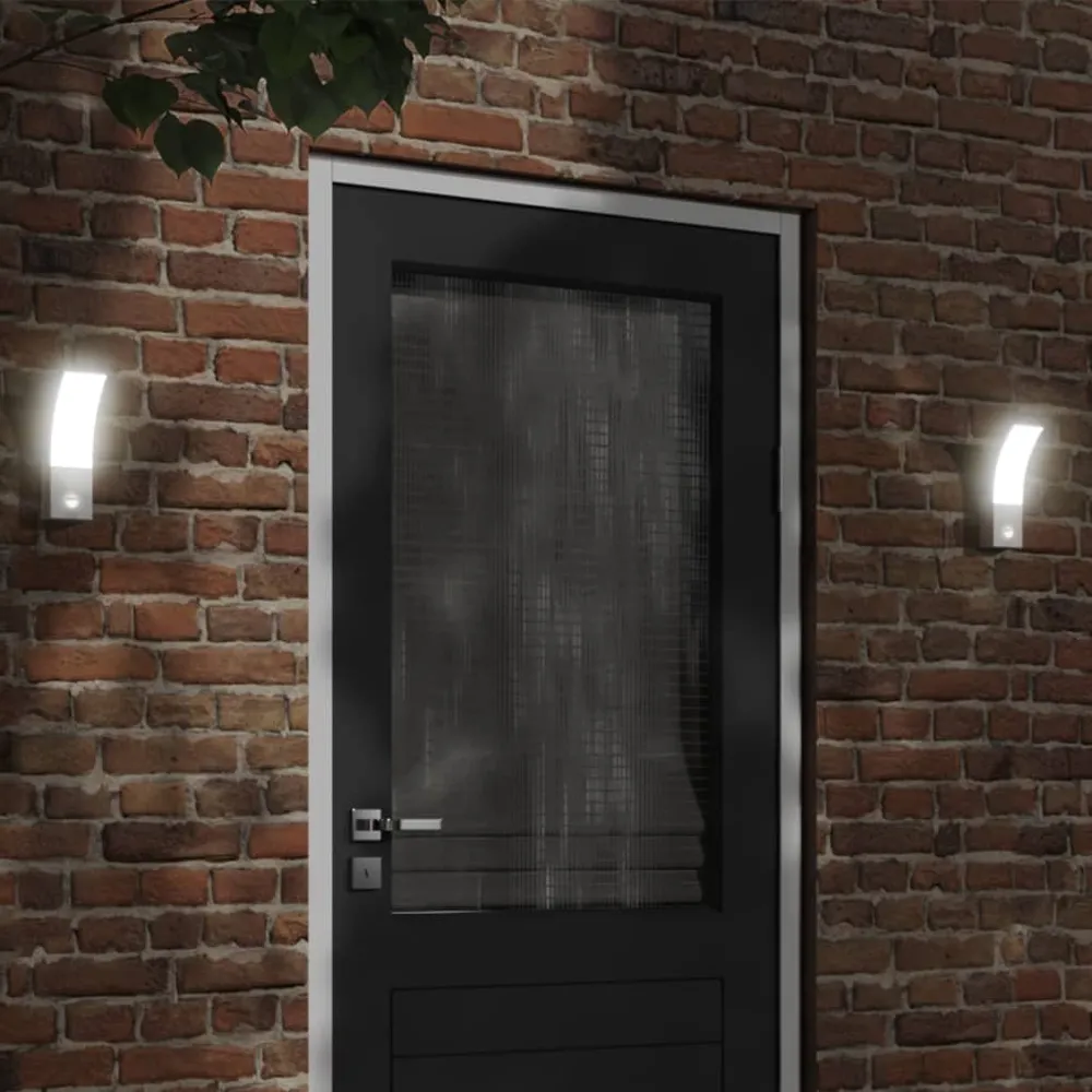Buitenwandlampen 2 st LED met sensors gegoten aluminium wit vidaXL