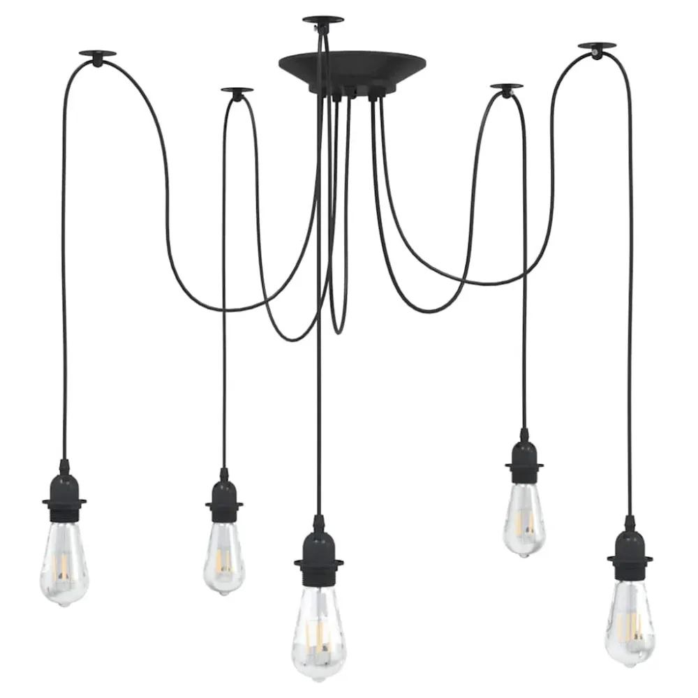 Hanglamp met 5 lamphouders E27 metaal zwart vidaXL