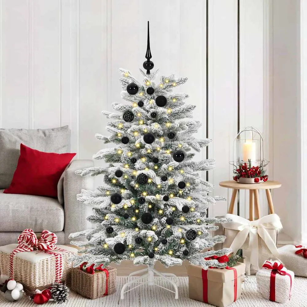 Kerstbal Set met 150 LED 61 pcs Zwart Kunststof vidaXL
