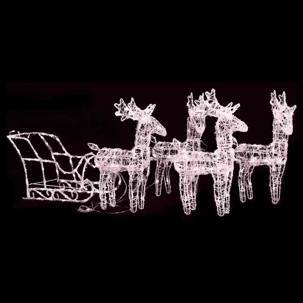 Kerstdecoratie rendieren en slee 280x28x55 cm acryl vidaXL