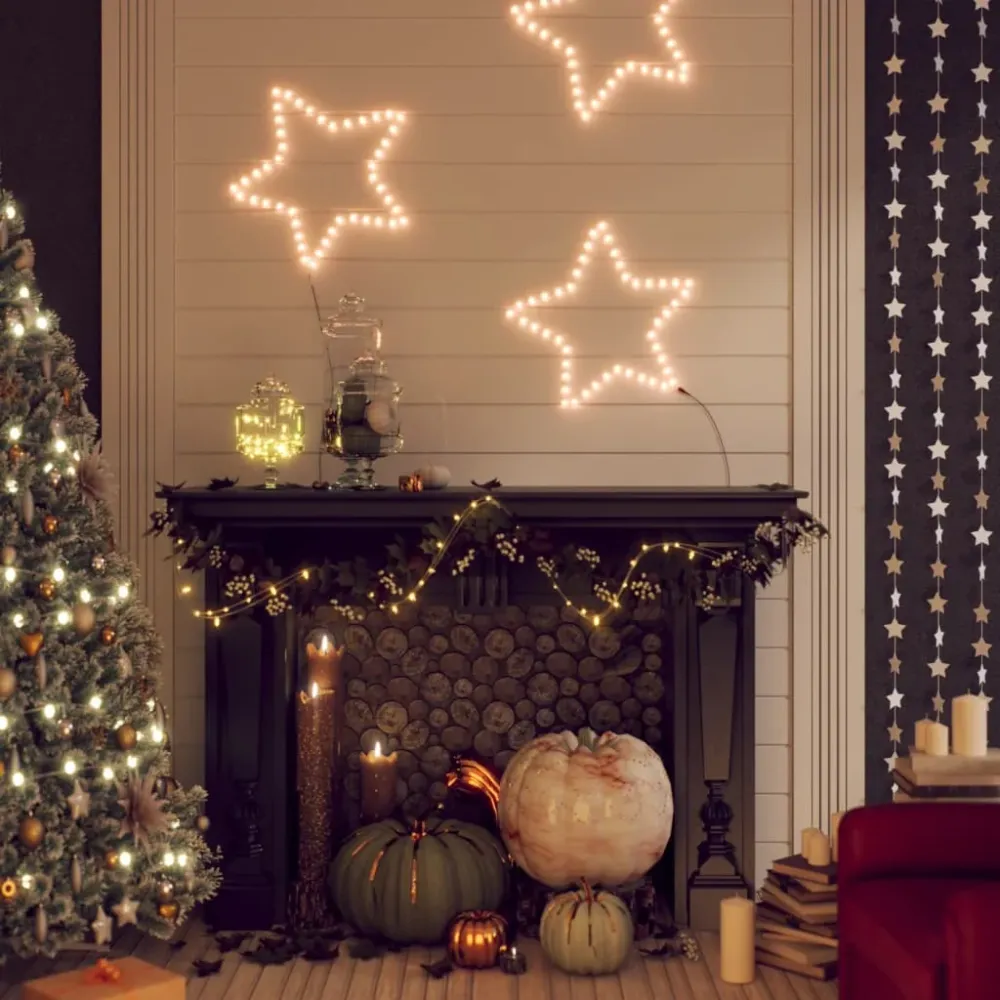 Kerstfiguren sterren met 48 LED's 3 st 56 cm warmwit vidaXL