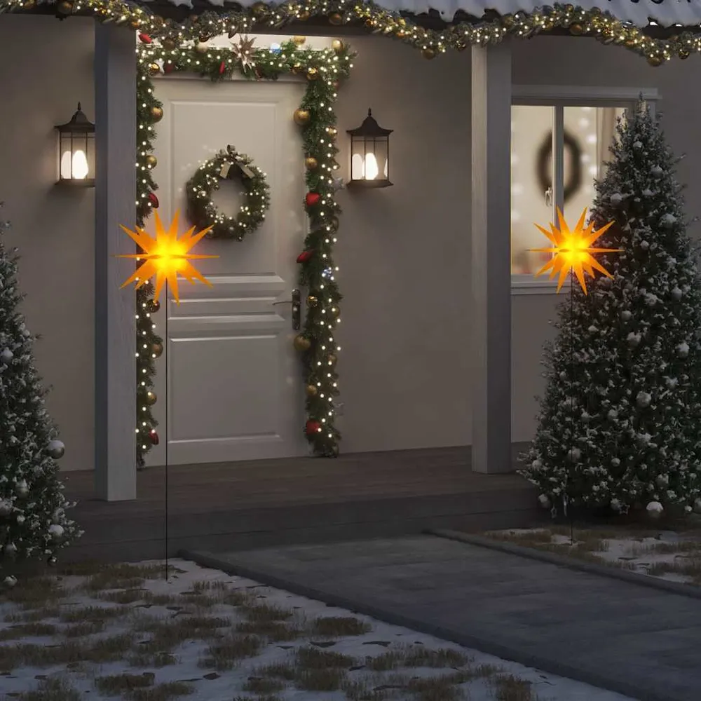 Kerstlampen met grondpin en LED's 3 st 57 cm geel vidaXL