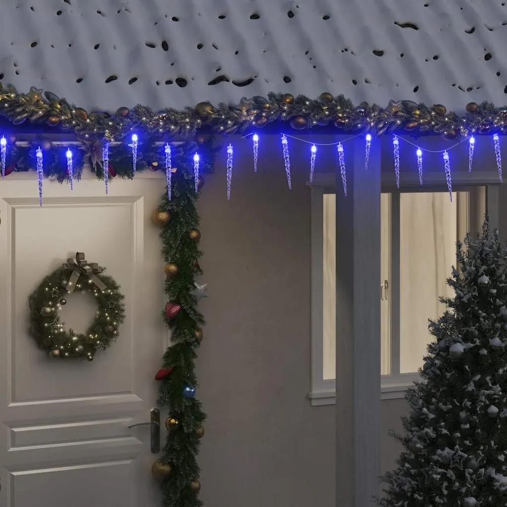 Kerstverlichting ijspegels 200 blauwe LED's 20 m acryl PVC vidaXL
