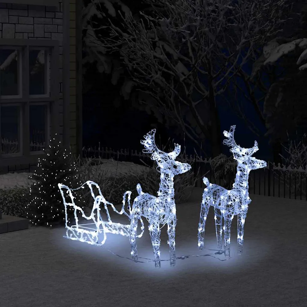 Kerstversiering rendieren en slee 160 LED's 130 cm acryl vidaXL