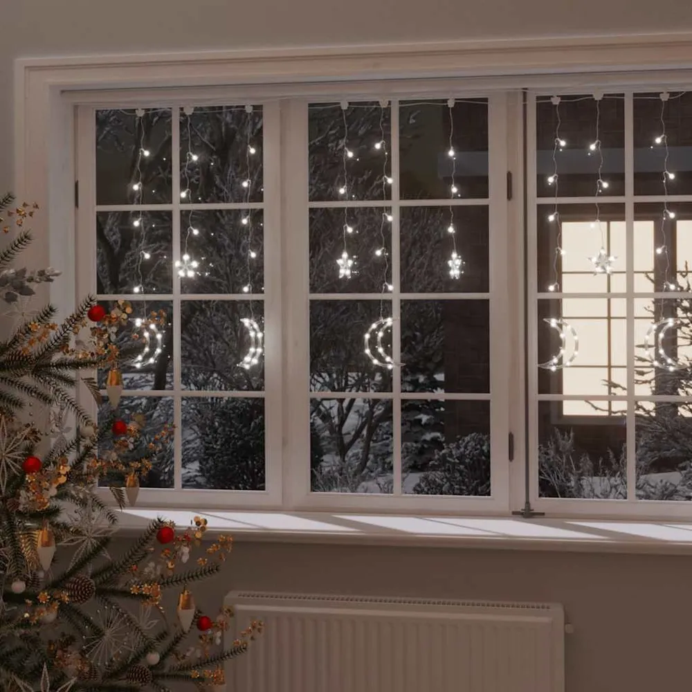 Lichtslinger ster en maan afstandsbediening 138 LED's koudwit vidaXL