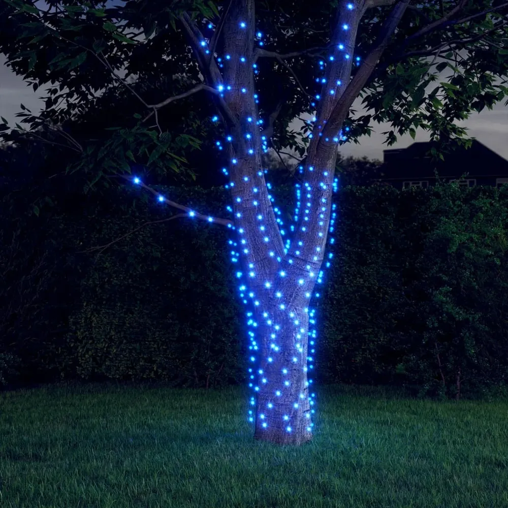Lichtsnoeren 2 st met 2x200 LED's solar binnen/buiten blauw vidaXL
